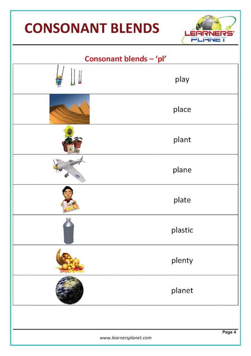 consonant blends worksheets for preschoolers